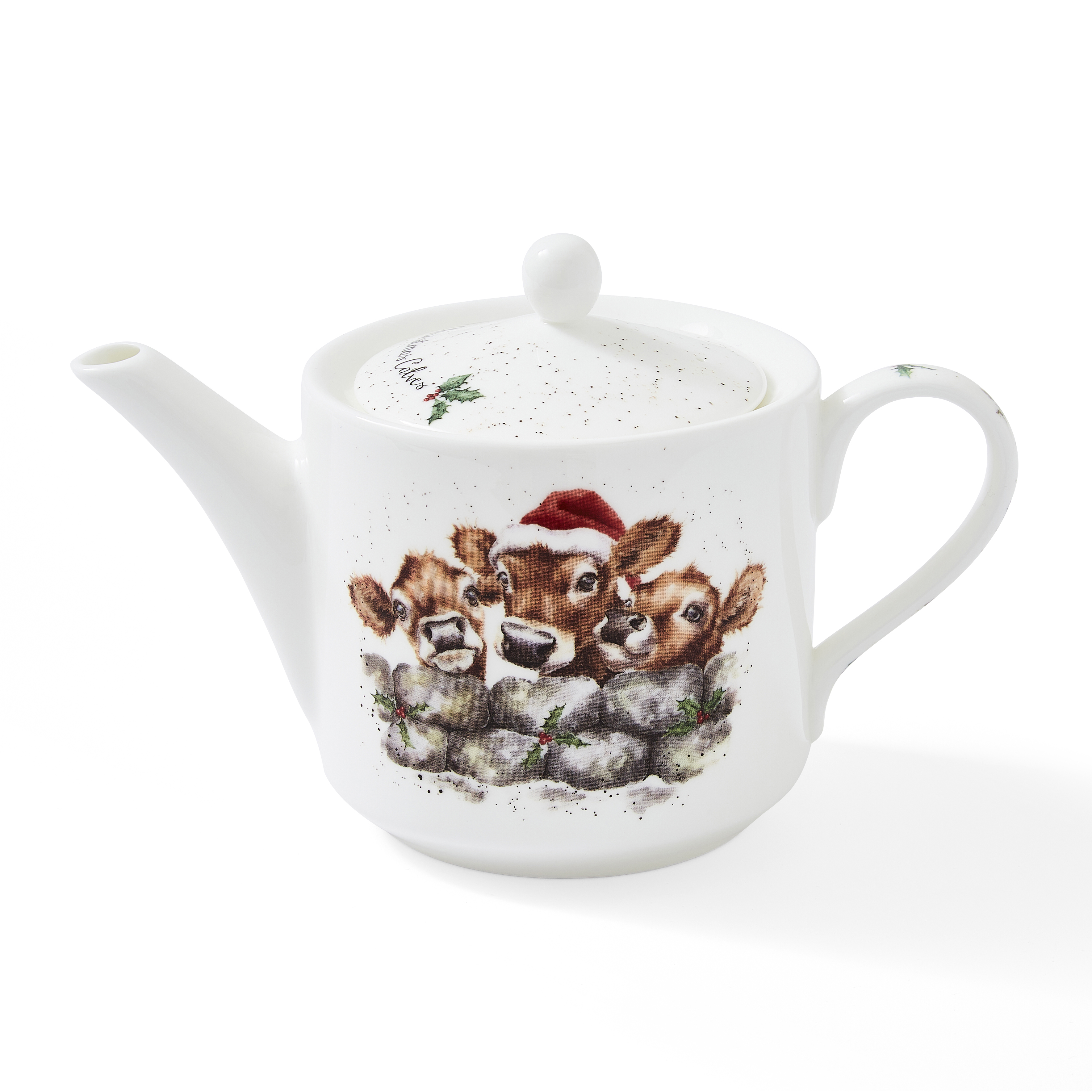 Wrendale Designs Christmas Calves Teapot, Cows image number null